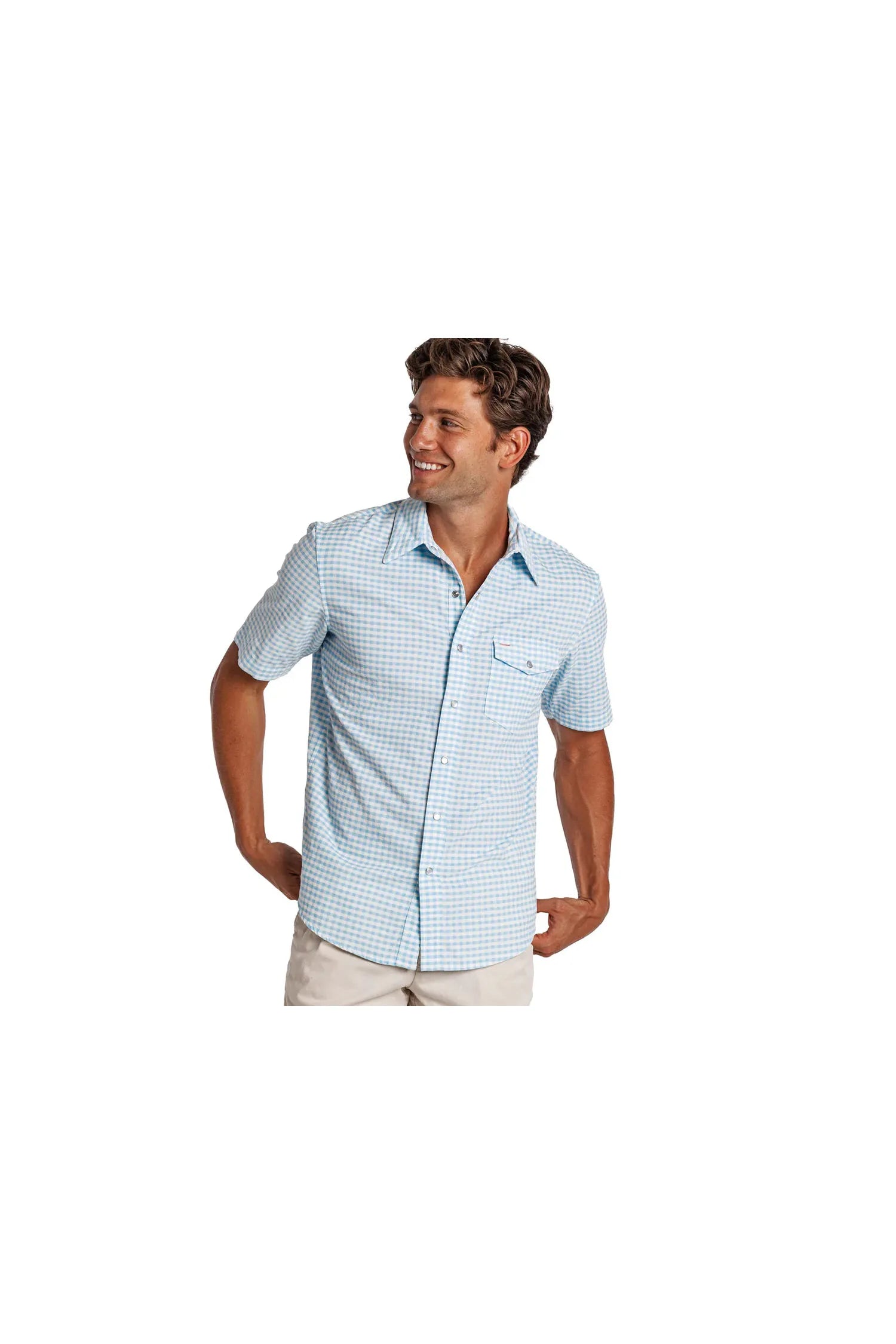 Short Sleeve Corduroy Pearl Snap Criquet
