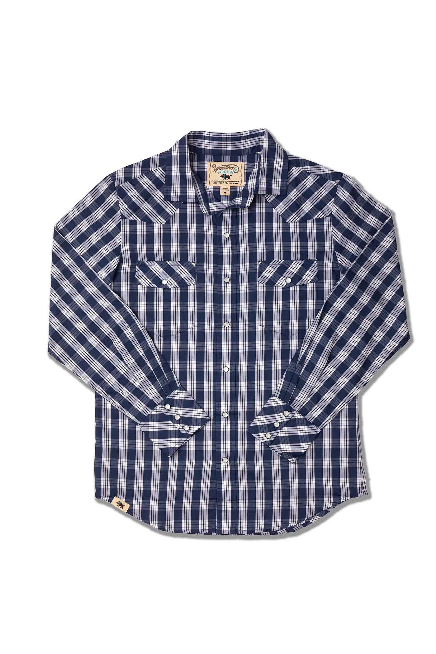 Palaka Yarn Dyed Western LS Navy Western Aloha