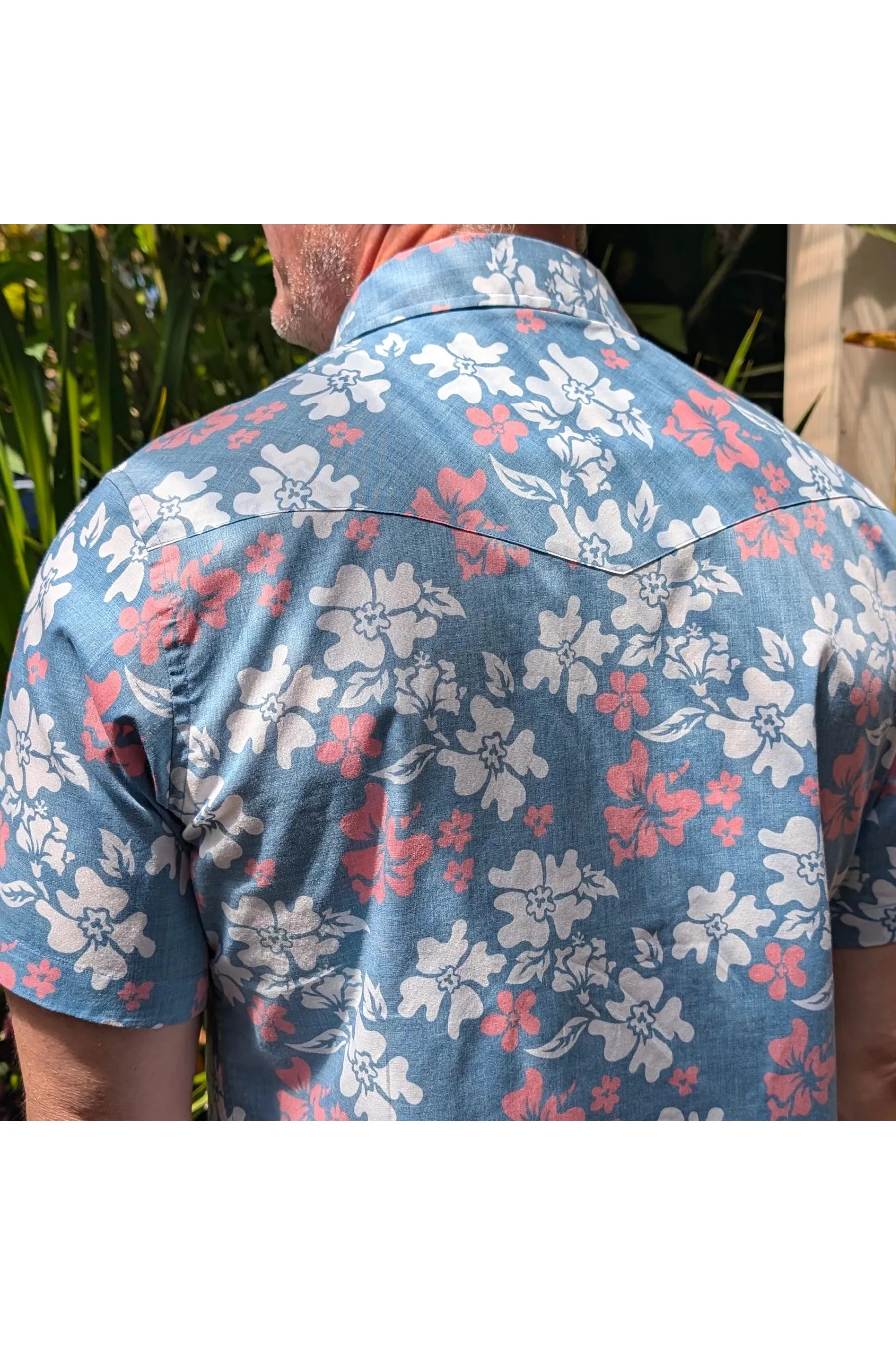 Tahitian Pareu SS Red White Blue Western Aloha