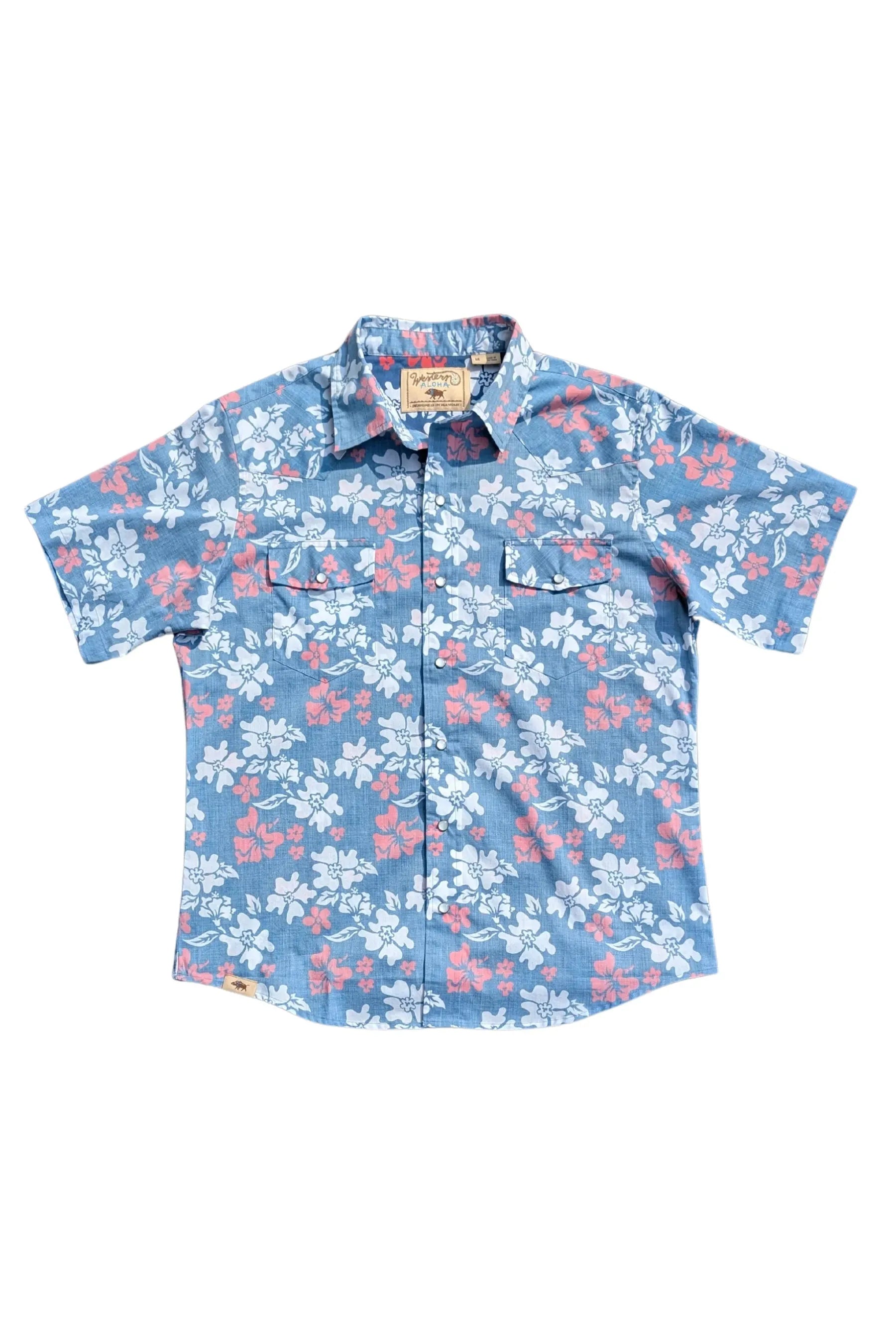 Tahitian Pareu SS Red White Blue Western Aloha